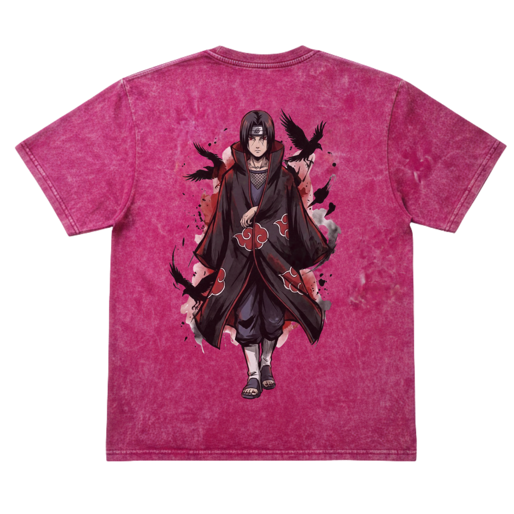 Itachi Uchiha Acid Wash Oversized T-Shirt – Pink