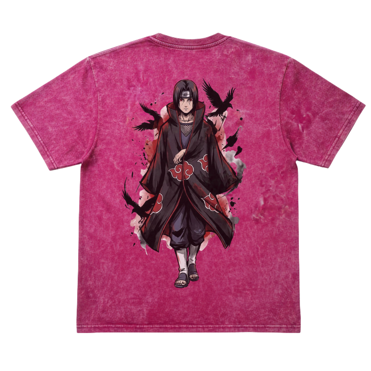 Itachi Uchiha Acid Wash Oversized T-Shirt – Pink