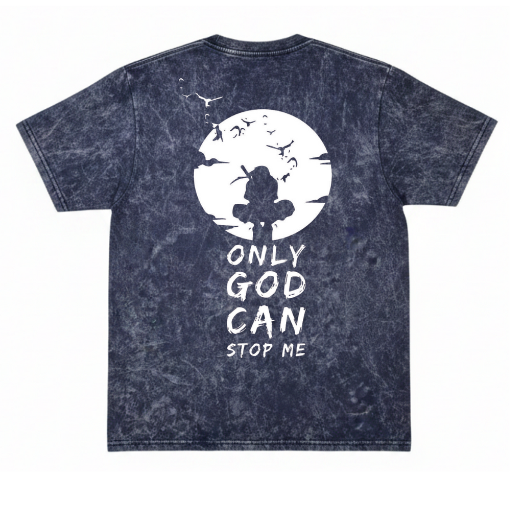 I Am God Acid Wash Oversized T-Shirt – Navy