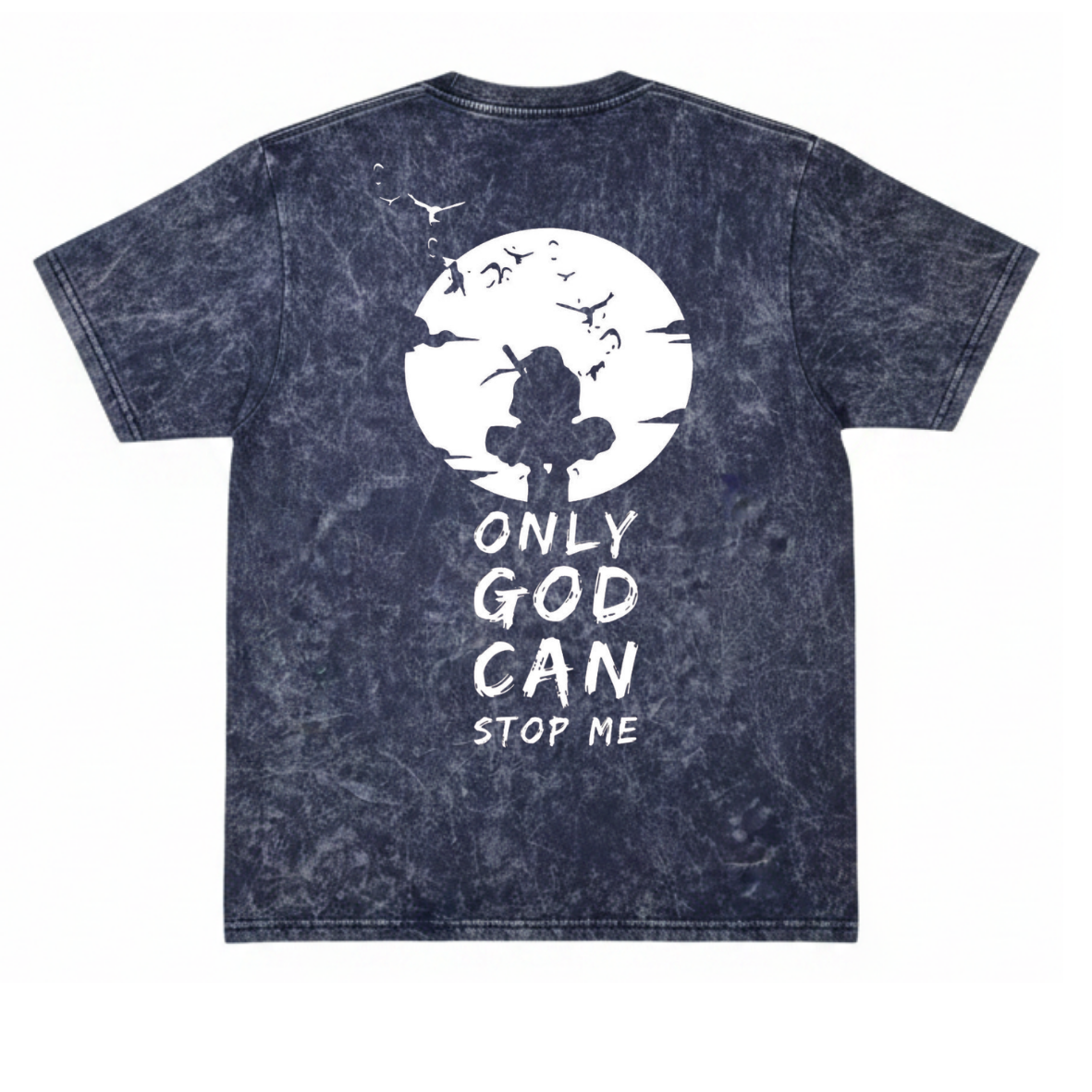 I Am God Acid Wash Oversized T-Shirt – Navy