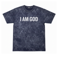 I Am God Acid Wash Oversized T-Shirt – Navy