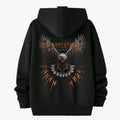 Unconventional Oversized Hoodie — Back with eagle wingspan graphic and gold lightning bolts