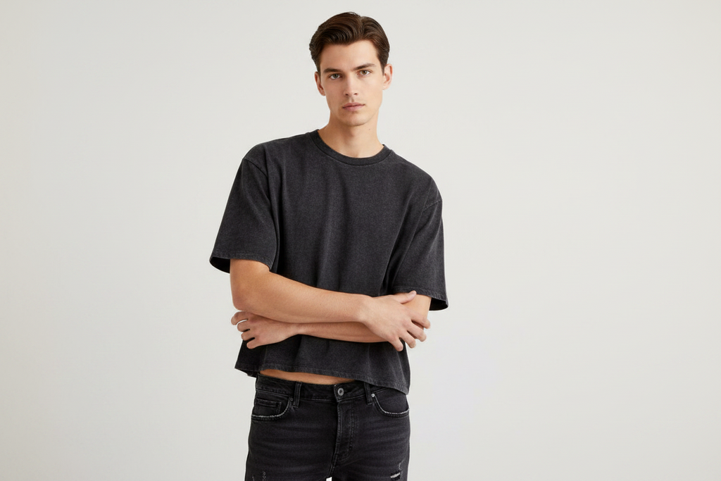 French Terry Acid Wash Oversized T-Shirt
