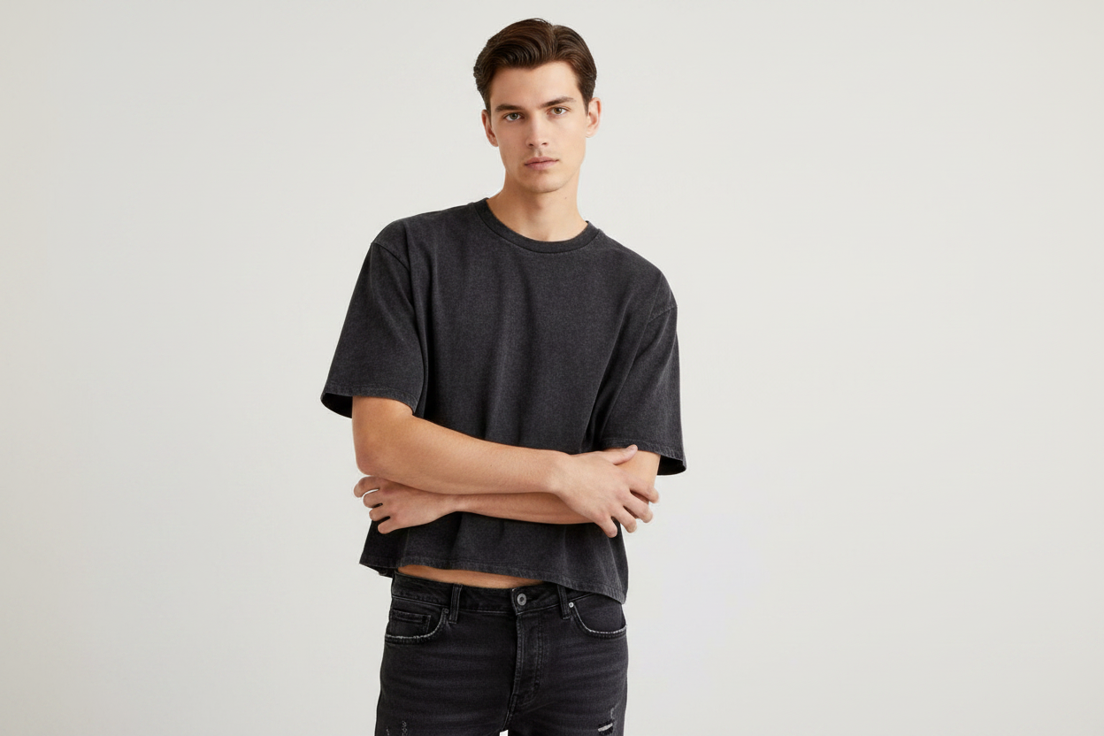 French Terry Acid Wash Oversized T-Shirt
