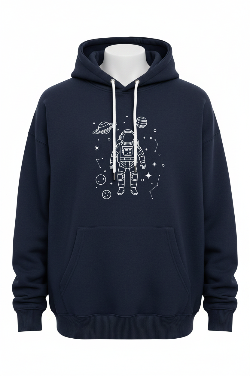 Geometric Wolf & Astronaut Space Design Hoodie
