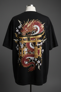 Dragon & Torii Gate (Black Tee) on Oversized T-Shirt