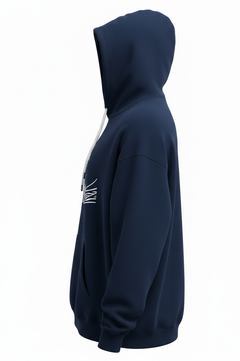 Navy Wave Hoodie - Side View