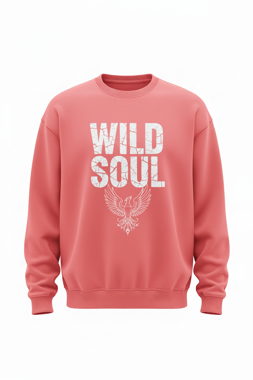 Sweatshirt — RED | "Wild Soul" Typography + Phoenix