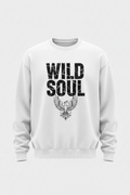 Sweatshirt — White | "Wild Soul" Typography + Phoenix